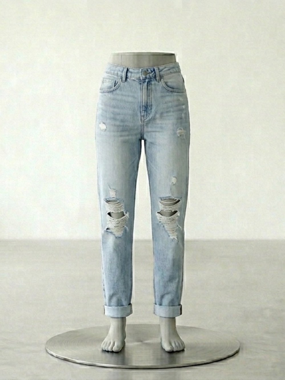 Windsor Light Blue High-Rise Distressed Ankle Jeans